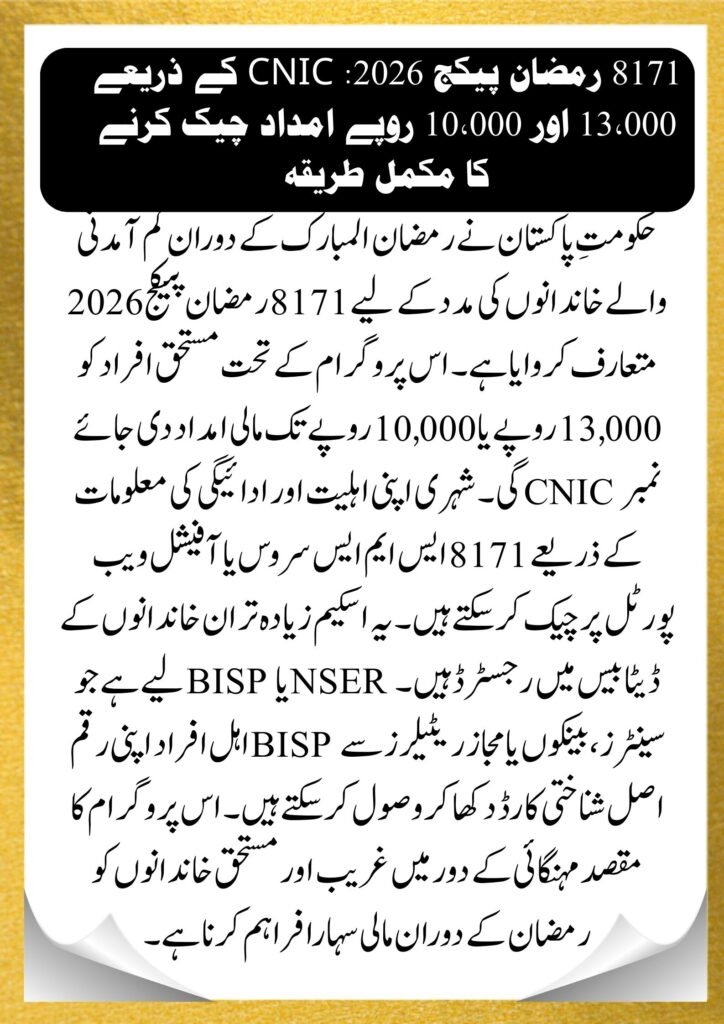 8171 Ramzan Package 2026 Check CNIC
